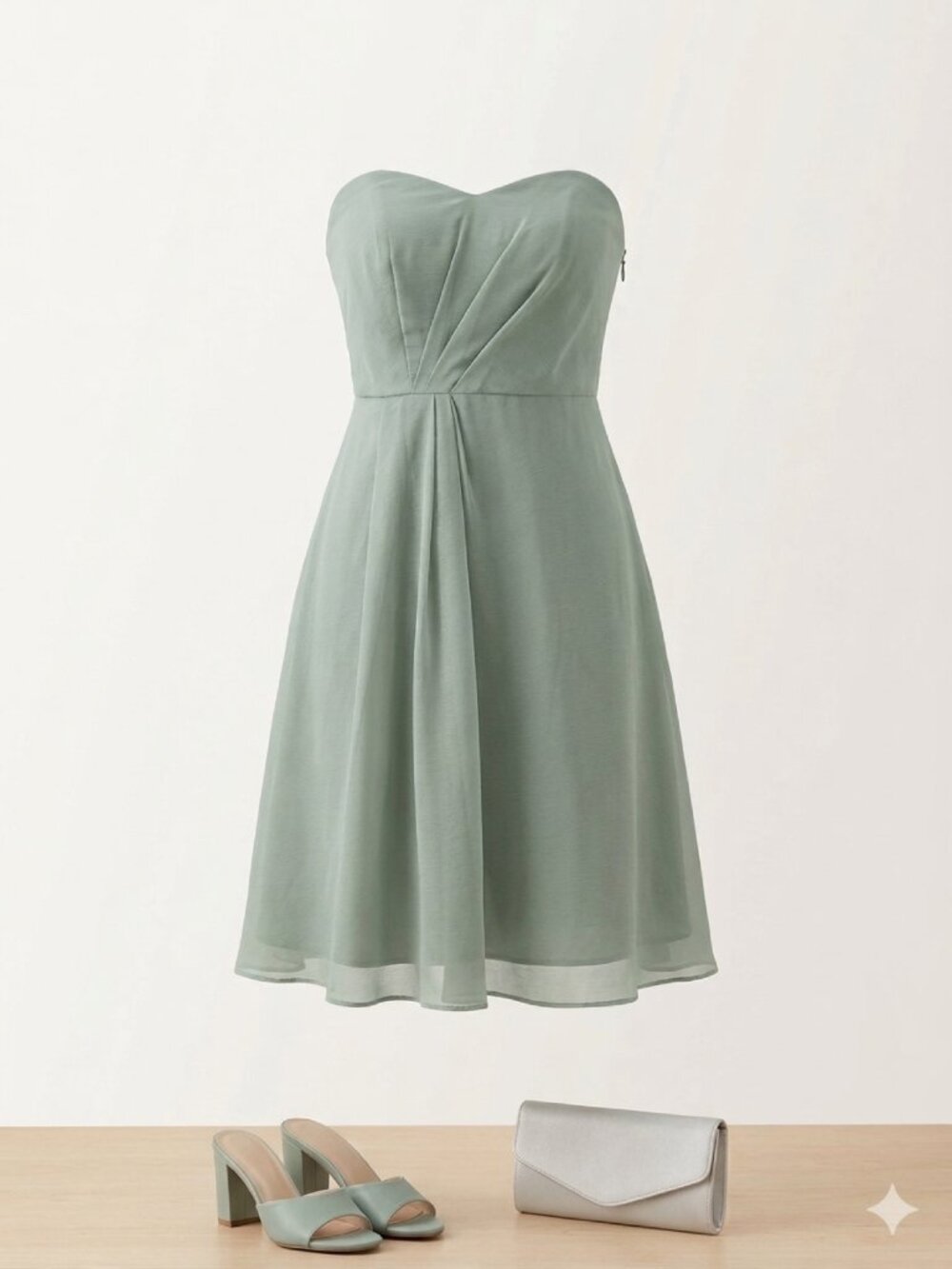 J.Crew Louisa Silk Chiffon Strapless Dress Sage Size 8 NWT
